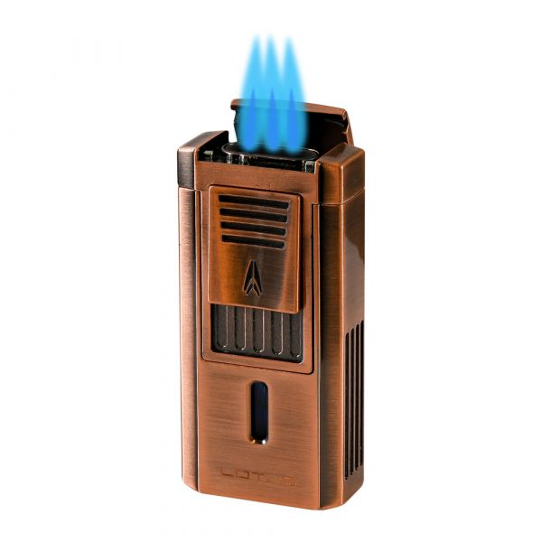 Lotus Duke Triple Torch Lighter with V Cutter Copper